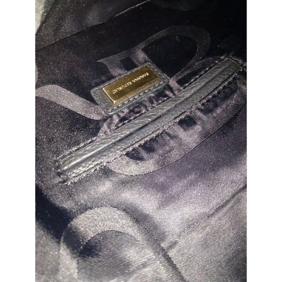 Banana Republic Grass Weave Black Leather Trim Clutch Wallet Envelope Purse 12" - Picture 10 of 12